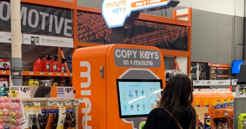Home Depot Key Copy Services only Takes 1 minute to copy Keys