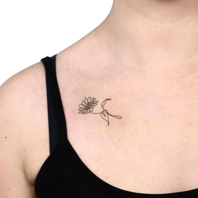 Sunflower Line Tattoo